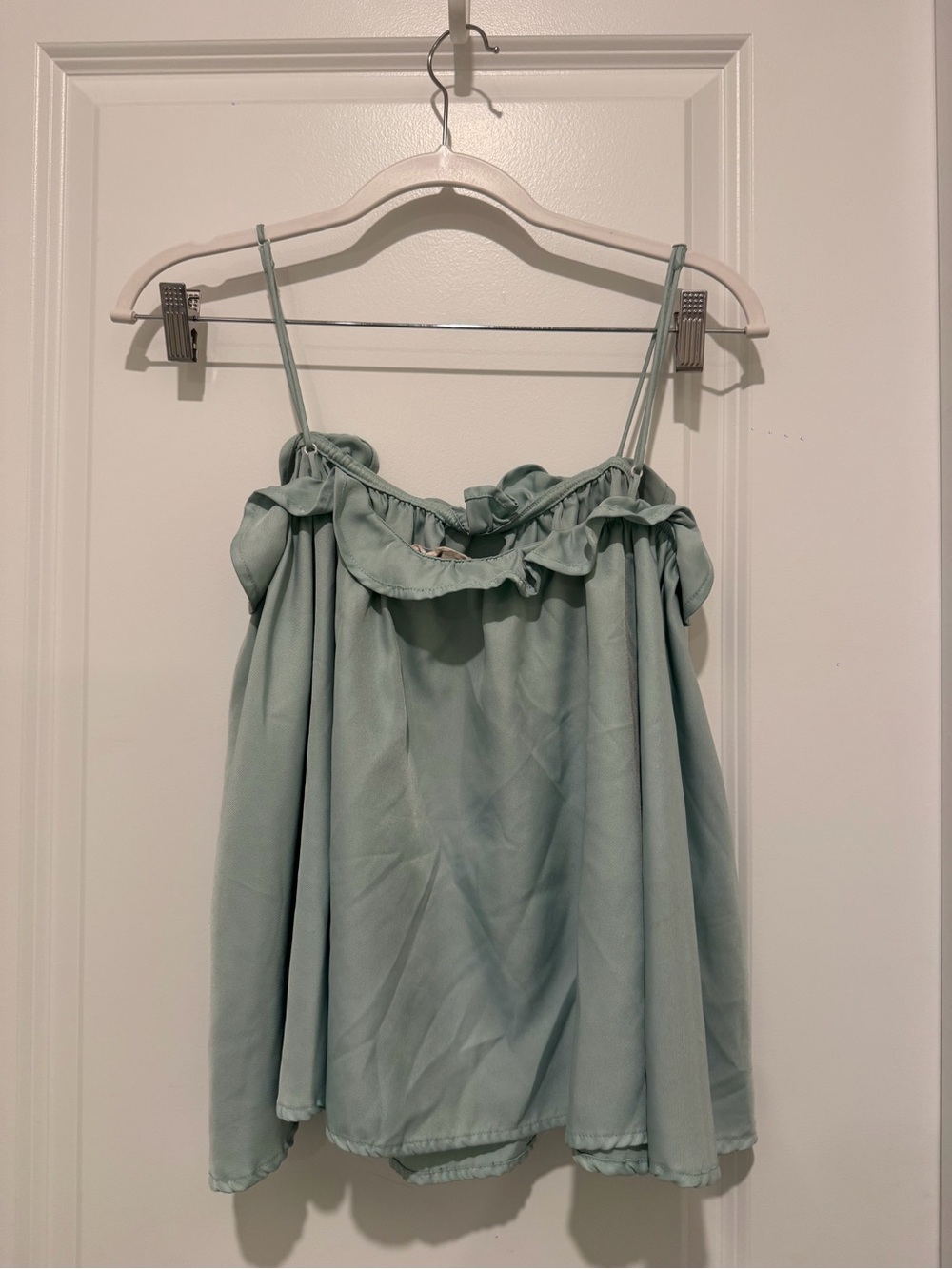 Line & Dot Mint Green Ruffle Spaghetti Strap Camisole